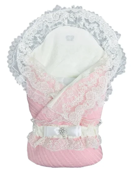 Конверт-одеяло Mam-Baby вязанный на выписку 95x95, Розовый