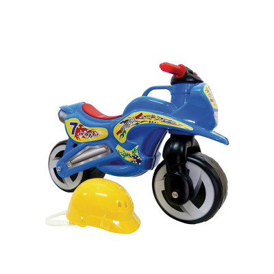 11-007 Беговел MOTORCYCLE 7 со шлемом синий