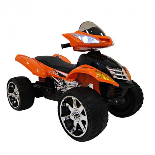 Детский электроквадроцикл Е005КХ оранжевый (кожа)