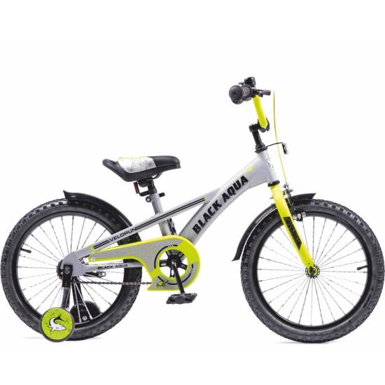 Двухколесный велосипед BA Velorun 16"со светящимися колесами, 1s, KG1619 (серо-лимонный)