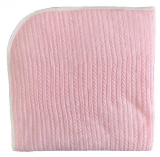 Одеяло-Плед Вязаный Mam-Baby Косички 95х95, Розовый