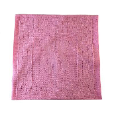 Одеяло-Плед Вязаный Mam-Baby Мишка 95х95, Розовый