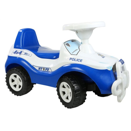 ОР105 Каталка машинка Джипик POLICE с клаксоном бело-синяя