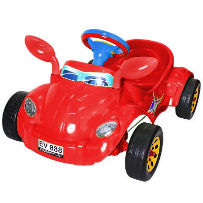 ОР09-903 Машина педальная Молния с музыкальным рулем  красная