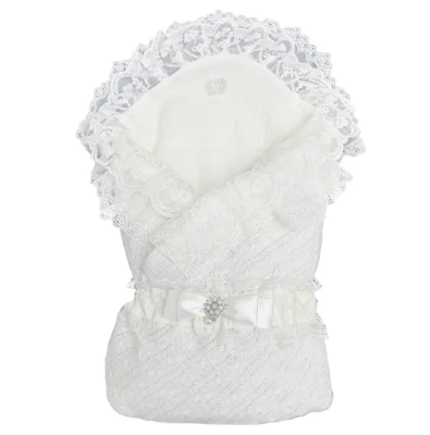 Конверт-одеяло Mam-Baby вязанный на выписку 95x95, Белый 9701