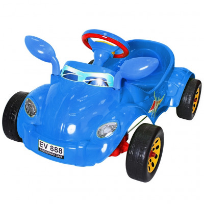 ОР09-903 Машина педальная Молния с музыкальным рулем  синяя