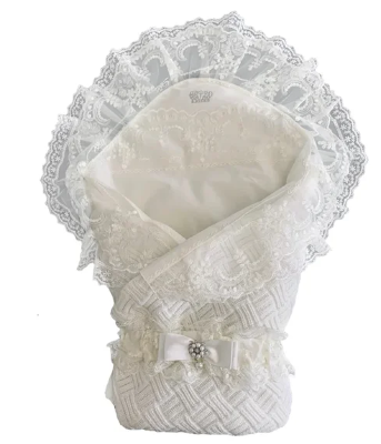 Конверт-одеяло Mam-Baby вязанный на выписку 95x95, Белый 9730