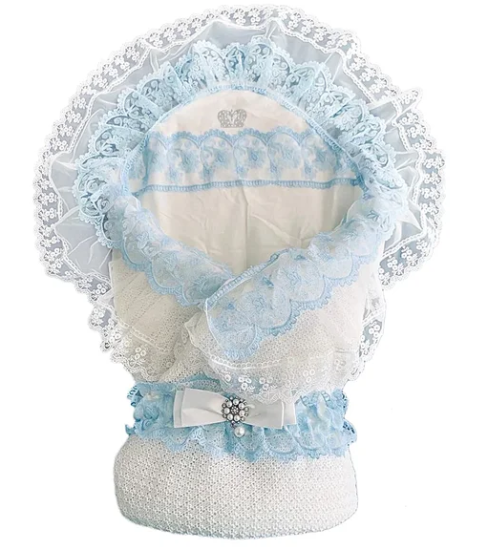 Конверт-одеяло Mam-Baby вязанный на выписку 95x95, Голубой