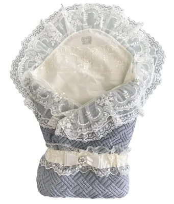 Конверт-одеяло Mam-Baby вязанный на выписку 95x95, Серый 9729