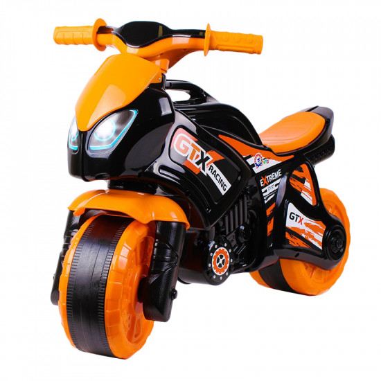5767 Каталка-мотоцикл беговел GTX RACING EXTREME, черно-оранжевый
